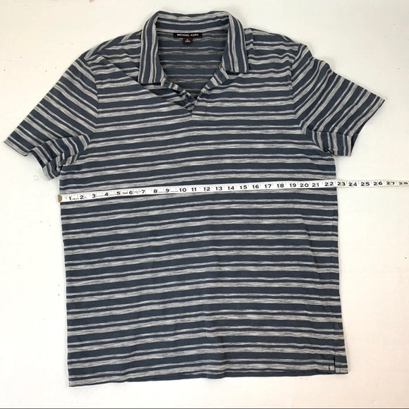 ✨5 FOR $25✨   Michael Kors Gray Stripe Short Sleeve Polo Shirt - Picture 2 of 7